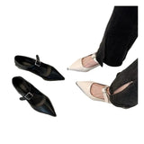 2023 New British Style One Word Belt With Small Leather Shoes Wear Fashion Mary Jane Shoes Women's