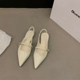 Pointed Toe Sandals Women 2023 Summer New Ankle Buckle Fashion Temperament Flat Comfortable Women's Solid Sandalias