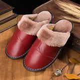 Anti-slip Warm Household Slipper Men Leather Slippers In Autumn And Winter Plus Size For 45 Couples Cotton