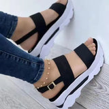 2022 Platform Womens Beach Sandals Summer Ankle Buckle Thick Bottom Sandals Woman Open Toe Plus Size Casual Shoes
