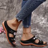Sandals Comfortable Soft Slippers Women 2023 Embroider Flower Colorful Ethnic Flat Platform Open Toe Outdoor Beach