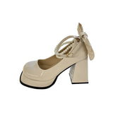 Style Thick Pearl Chain Small Leather Shoes 2023 New High-Looking Fried Street Fashion Mary Jane High