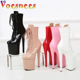 Women Mid-Calf Boots 8 Inches Club Side Zip Thin High Heels Pole Dancing Booties Plus Size Fashion Cosplay Woman