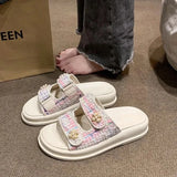 Shoes Woman 2024 Slippers Flat Platform Pantofle Luxury Slides New Rubber Designer Fashion PU Female Shoes Womens Slippers