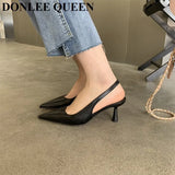 Fashion Spring Slingback Sandals Women Half Wrap Pointy Toe Designer High Heel Shoe Elegant Shallow Pumps Party Dress