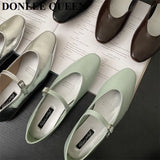 Spring Autumn Flats Shoes Women Niche Design Sense Shallow Round Toe Retro Almond Head Cross Strap Flat Mary Jane