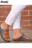 Women Sandals 2023 Summer Wedge Slip On Shoes Female Thick Bottom Slippers Beach Shoes Dropshipping Rome Retro Open Toe