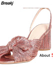 VIP 2023 Summer Woman Sandals Round Heels Super High Heel With Butterfly-knot Sweet Lady Office Shoes Plus Size