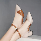 Hauts Talons Women Classic White Pu Leather Buckle Strap High Heel Shoes Lady Casual Black High Heels Sexy Shoes