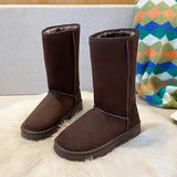 new high-tube boots fashion all-match warm thick snow boots with knot snow boots women flat-heel snow boots long