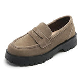 Size 34-42 Casual Loafers For Women Real Leather Flats Platform Shoes Fashion Chain Chunky Heel Ladies Retro
