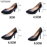 Single Shoes Simple Comfort Work Shoes Black High Heels Formal Wear Leather Shoes Sexy Small Size Women's Shoes