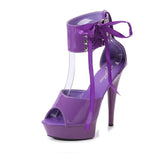 Breakj Model Shoes Fine Heel Sexy Black Waterproof Table 13Cm15cm Hate Sky High Heel Sandals Female