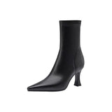 Boots Women's High Heels Autumn and Winter 2023 New Thin Heel Temperament Zipper Pointed Elastic Slim Boots