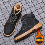 Winter Men's Boots High-Top Work Shoes Velvet All-match Snow Boot Men's British Short Boots Warm Men's Casual