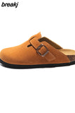 2023 New Outside Buckle Cork Slipper Casual Men Solid Color Beach Non-slip Closed Toe