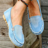Size Women's Shoes New Denim Large Size Bean Shoes Shallow Pedal Women's Singles Shoes