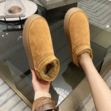 Snow Boot Style Short Mini Winter Sheepskin Boots Women Waterproof Natural Wool Ankle Boots Fur Lined Ankle Warm Flat
