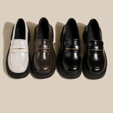 Women 2023 New Spring and Autumn Thick Bottom British Style Small Leather Shoes Casual Shallow Mouth Student Women