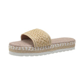 Breakj Summer New Large-Size Lady Thick-Soled Sandals Temu Word Thick-Sed Fish Mouth Rope Cool
