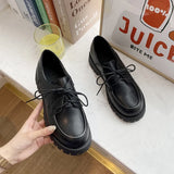 Small Leather Shoes Women's Platform Heels Sexy Autumn New Retro Thick-soled Lace-up
