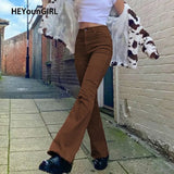 Casual Brown Skinny Jeans Women Autumn High Waisted Pants Capris 90s Denim Trousers Ladies Pockets