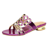 Women's sandals fashion new slippers women's sandals leather slippers thick heel diamond large size sandals