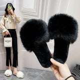 Slippers 2025 Long-Haired Slippers Women Wear Hairy Slippers Flat-Bottomed Autumn And