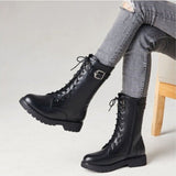 Women’s Winter Boots Shoes with Fur Soft Leather High-heeled Motorcycle Boots Woman New Wool Warm Winter Boots Botas De