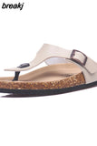 New Beach Cork Flip Flops Slippers 2023 Casual Summer Women Mixed Color Print Unisex Slip on Slides