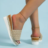 Weaving Wedge Slippers for Women 2023 Summer Thick Sole Platform Sandals Woman Lightweight Non Slip Casual