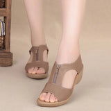 Summer Women Sandals Zipper Wedge Sandals Plus Size Sandals Flat Women Shoes Sandals Ladies Roman Sandals zapatos de