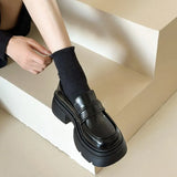 Love Shoes Heightened Small Leather Shoes 2024 New Korean Muffin Black English Round Head Retro JK