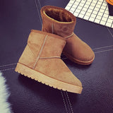 Women's Short-Tube Snow Boot Plush Warm Women Shoes Suede Round-Toe Flat Heel Ankle Boots botines mujer 2021