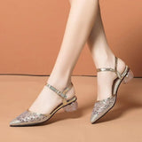 New Fashion All-match Women's Shoes Temperament One-line Buckle Women's Shallow Mouth Middle Heel Fashion Women