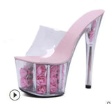 Breakj 2023 Summer New Model Shoes Super High Heels 17CM Thin Heel Waterproof Table Sandal Female Transparent