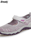 Soft Mom Sneakers 2023 Summer Breathable Mesh Travel Casual Shoes for Women Comfort Lightweight Flat Sport