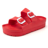 Sandals Women 2022 Summer Thick Bottom Flat Platform Candy Color Two Buckle Mule Slippers Plastic
