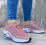2023 New Fashion Wedge Platform Plus Size Casual Sports Shoes Women Lace-up Mesh Breathable Women's Vulcanized