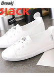 Zapatos De Mujer Lady Cute Sweet White Pu Leather Slip on Loafers Women Fashion Comfort Anti Skid Flat Shoes