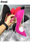 pure color stiletto pointed toe 12cm high heels elegant office handmade daily wear ladies pump red black RM028