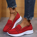 Autumn Breathable Mesh Geometric Wedges Sneakers Slip-On Low Heel Square Toe Lazy Shoes Vulcanized Loafers Zapatos De