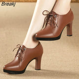 Women 2023 Women Fashion High Quality Short Ankle Boots Lady Classic Brown Spring Autumn High Heel Boots Botas