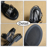 Size 34-40 Women Flats Sandals Genuine Leather Low Heels Summer Shoes For Women 2023 Trend Buckle Retro Heeled