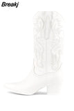 Cowboy Western Boots Great Quality 2023 Spring Summer Brand Design Shining Embroidery Fashion Mid-calf Boots