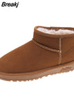 Genuine Sheepskin Mini Snow Boots Women High Quality Luxury Boots Winter Women Boots Lining Ankle Warming Flats Botas