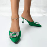Women Pumps luxury Crystal Slingback High heels Slippers Summer bride Shoes Comfortable Heeled Party Wedding