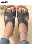 Shoes on Sale 2023 New Basic Women's Slippers Summer Retro Open Toe Wedges Slippers Casual Beach Ladies Shoes