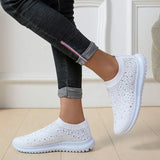 women Fashion Crystal Sneakers Breathable Mesh Slip On Flat Shoes For Women 2023 Outdoor Walking Loafers Zapatos