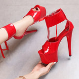 Colors Sandals Ladies Summer Modern Women's Shoes Ankle Strap Heels Pole Dancing Platform Nightclub 17CM Super High